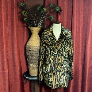 NWOT Women's Polo Ralph Lauren Faux Fur Leopard Print Double Breasted Coat